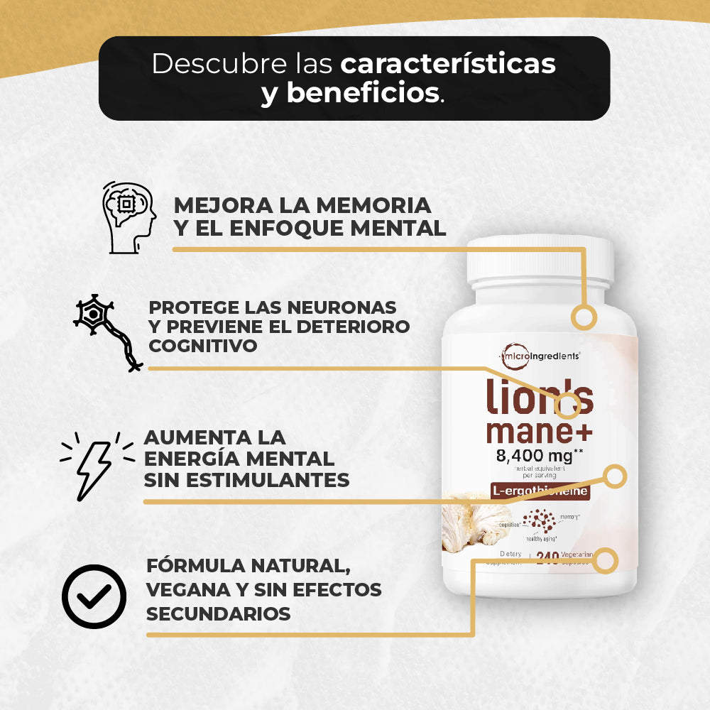 UPSELL SUPLEMENTO PARA CLARIDAD MENTAL Y MEMORIA - LION´S MANE MICROINGREDIENTS